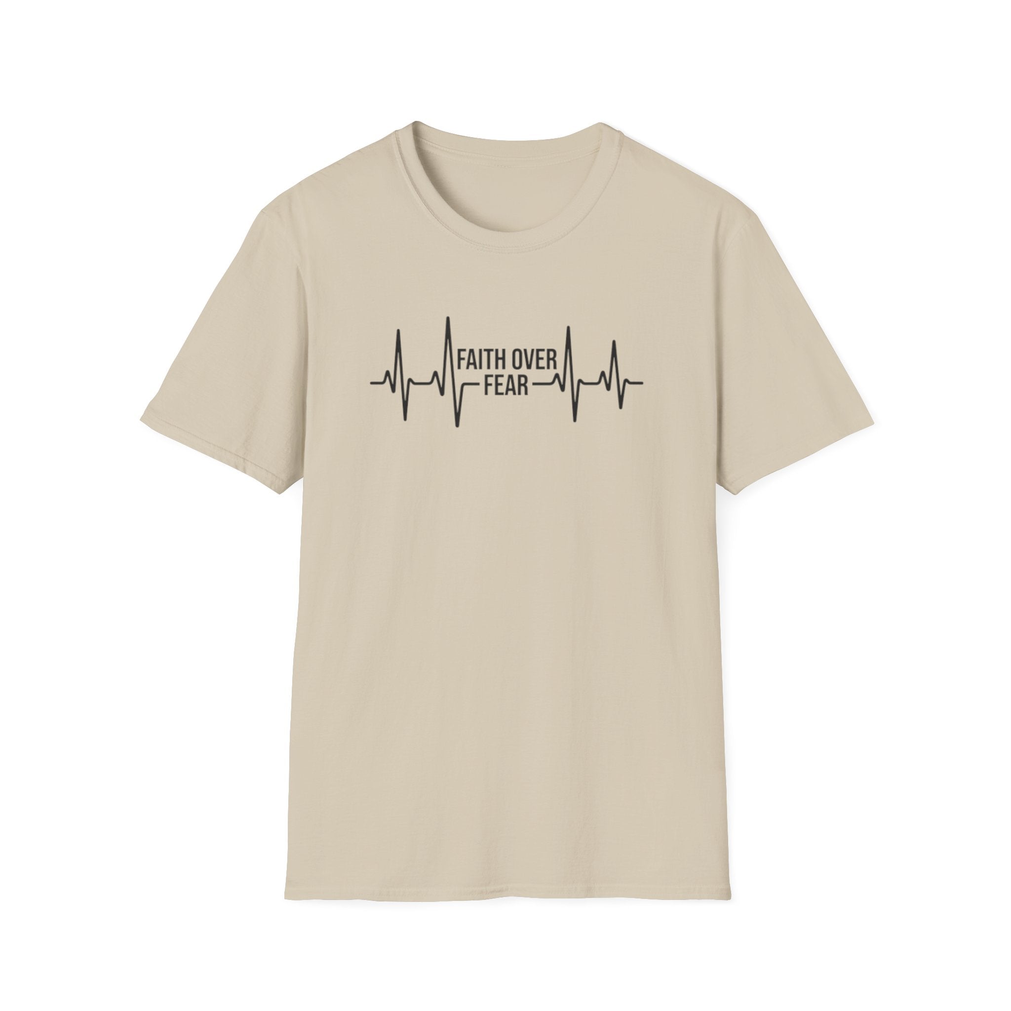 Faith Over Fear T-Shirt — Heartbeat EKG Inspirational Christian Tee