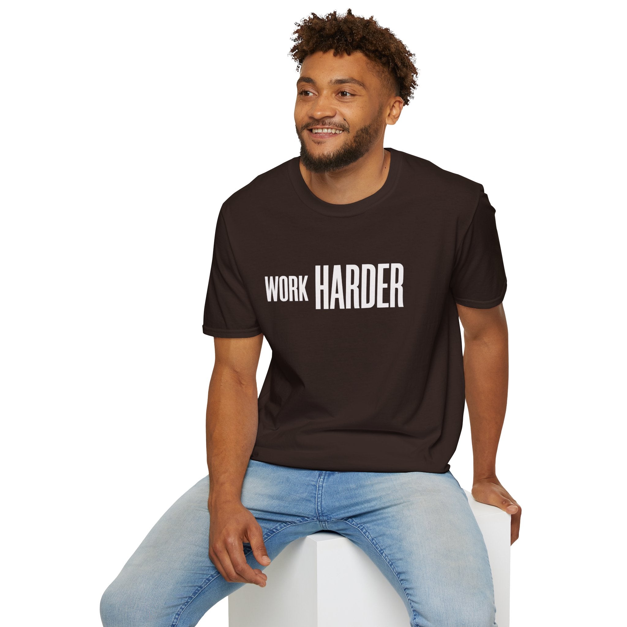Work Harder T-Shirt — Minimal Motivational Fitness & Productivity Tee