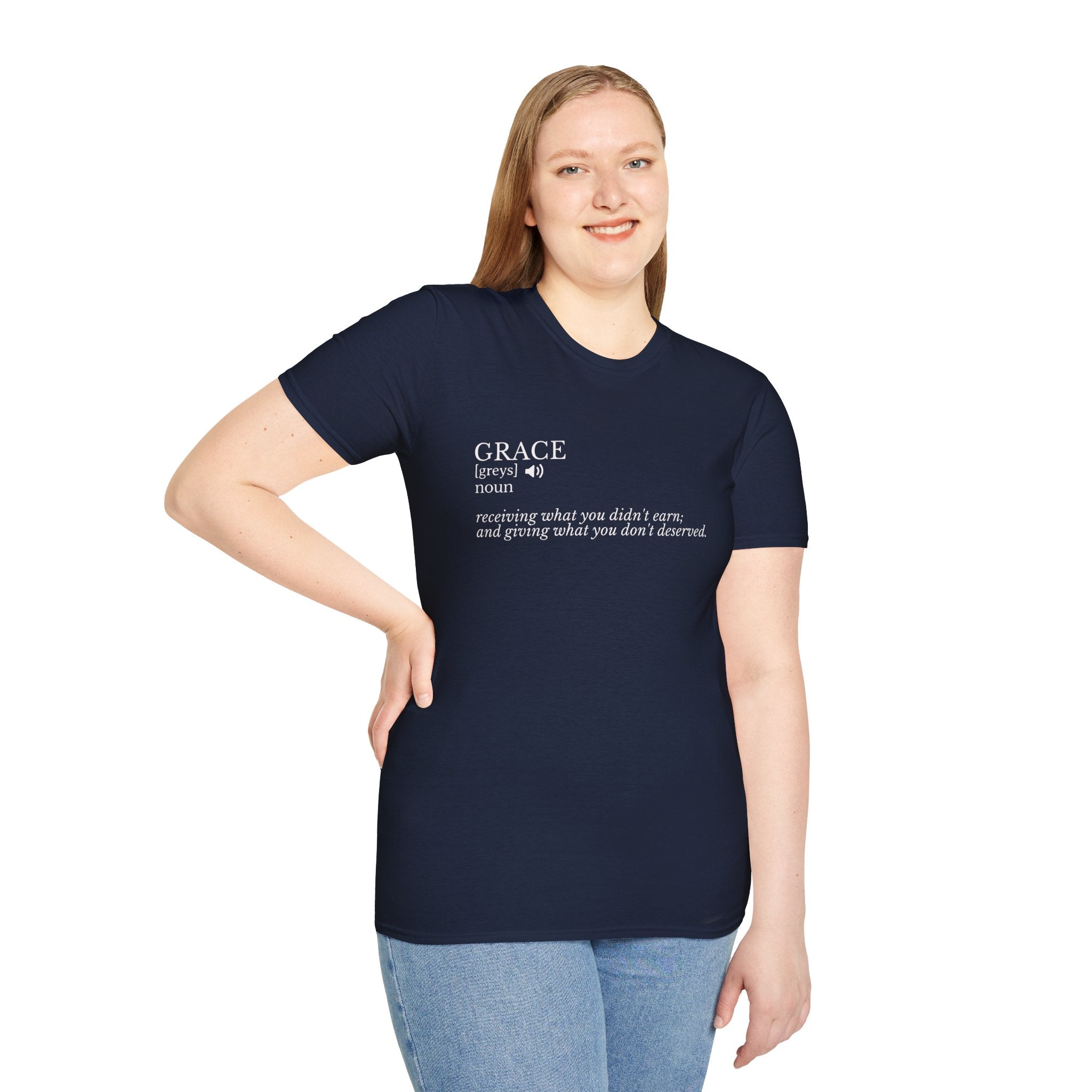 T-Shirt — "Grace (noun): receiving what you didn’t earn, and giving what you don’t deserve" Inspirational Faith Tee