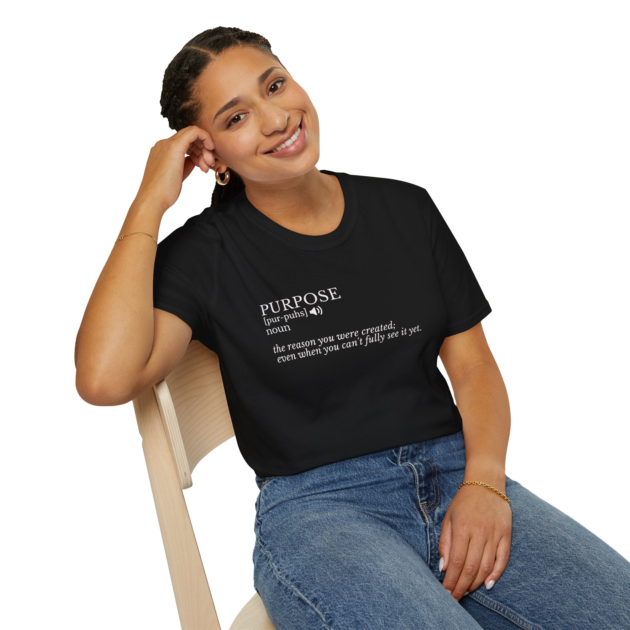 Purpose Definition T-Shirt – Minimalist Inspirational Tee ("Purpose: the reason you were created...")