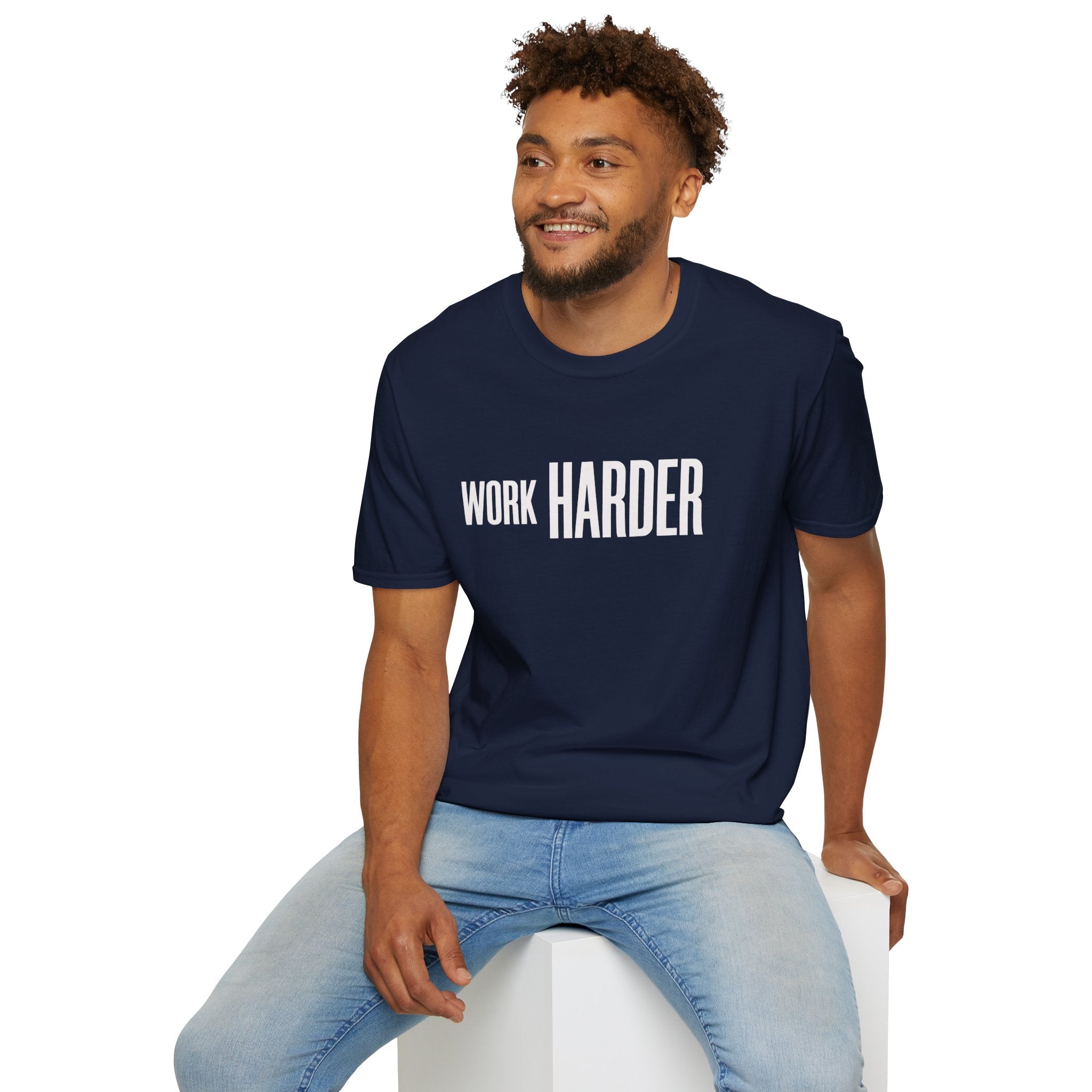 Work Harder T-Shirt — Minimal Motivational Fitness & Productivity Tee