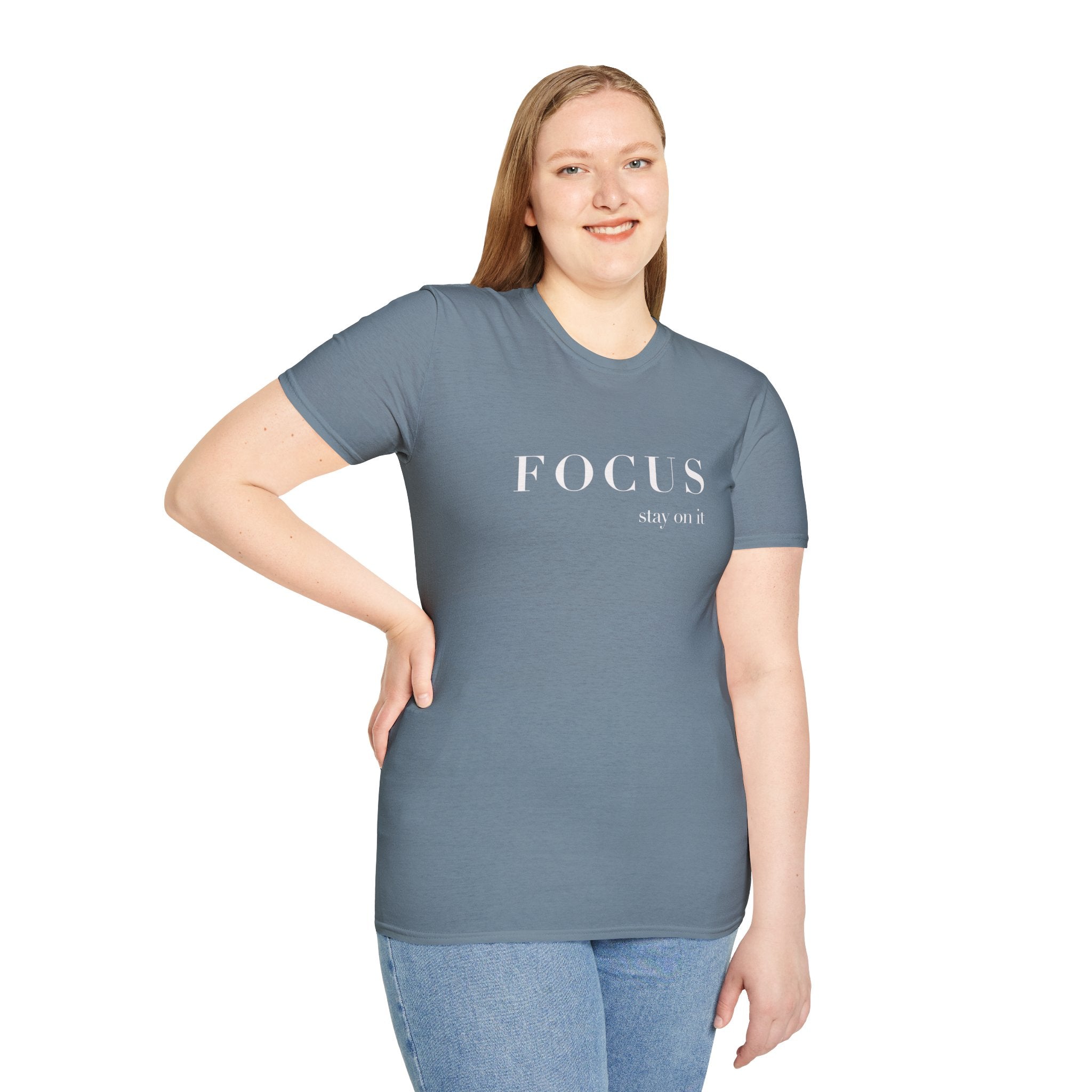T-Shirt — Minimalist “FOCUS Stay on It” Motivational Tee