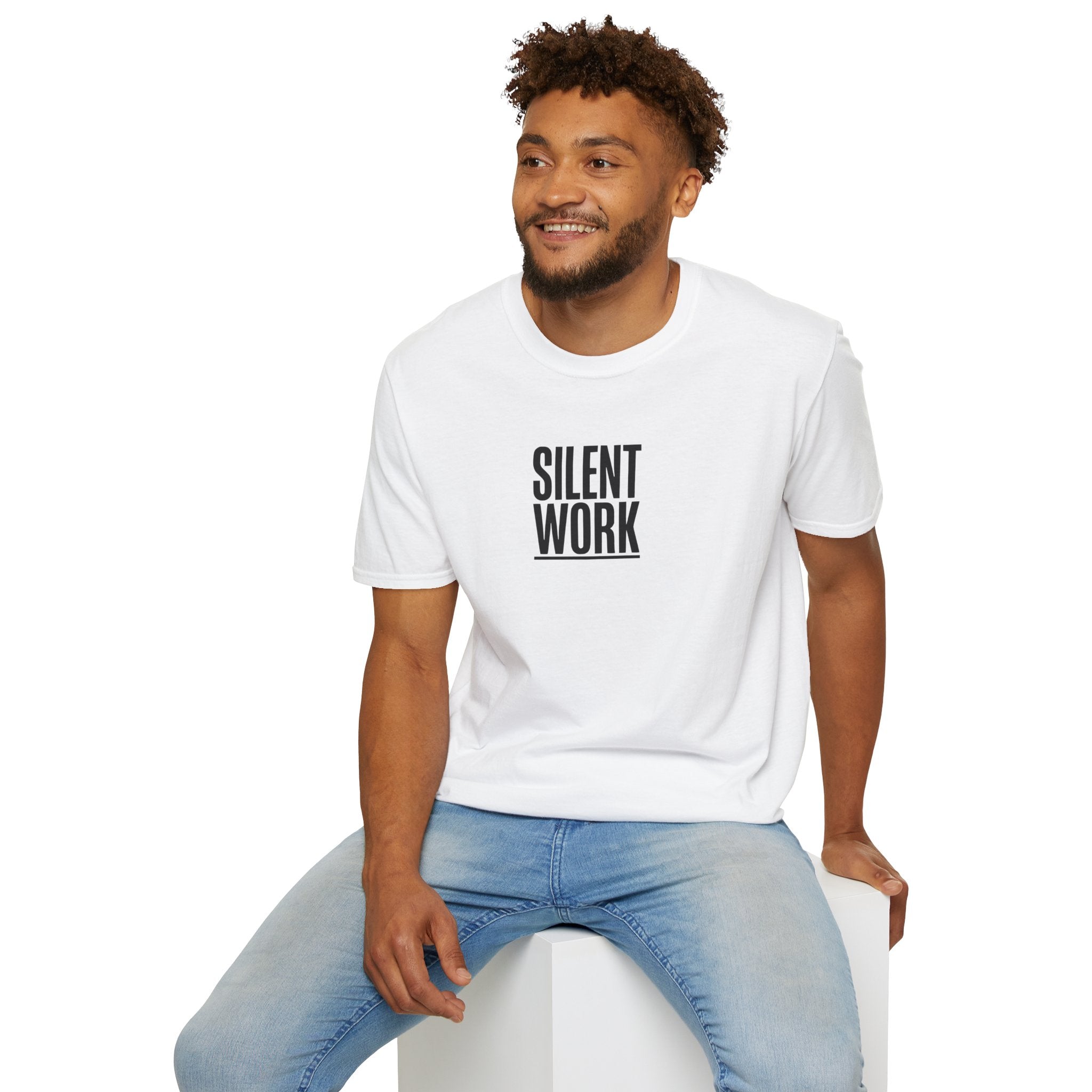 T-Shirt — "Silent Work" Minimalist Motivational Tee