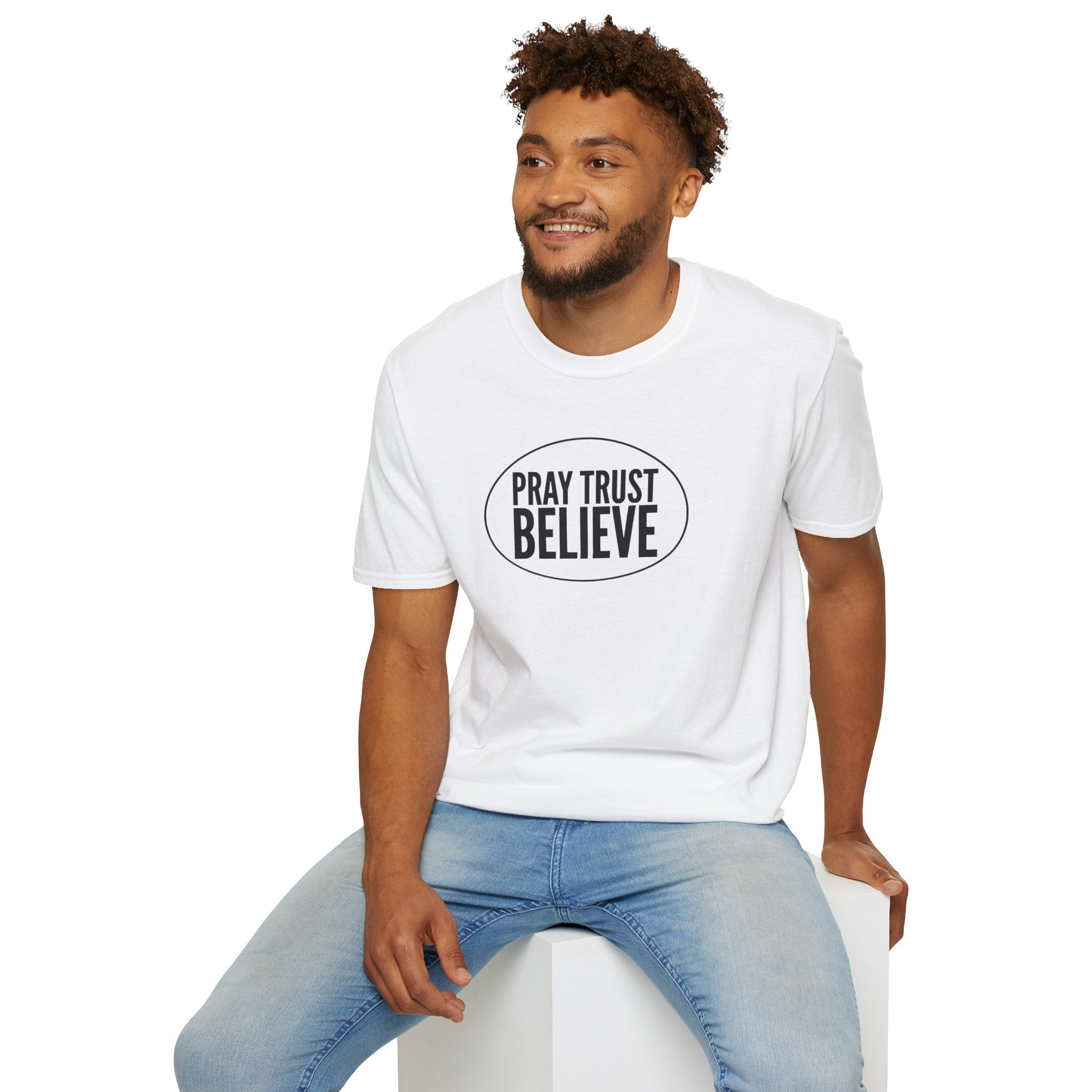 Believe Faith T-Shirt - "Pray Trust Believe" Inspirational Christian Tee