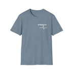 Strength Heartbeat Tee — Minimal Inspirational Chest Print T-Shirt