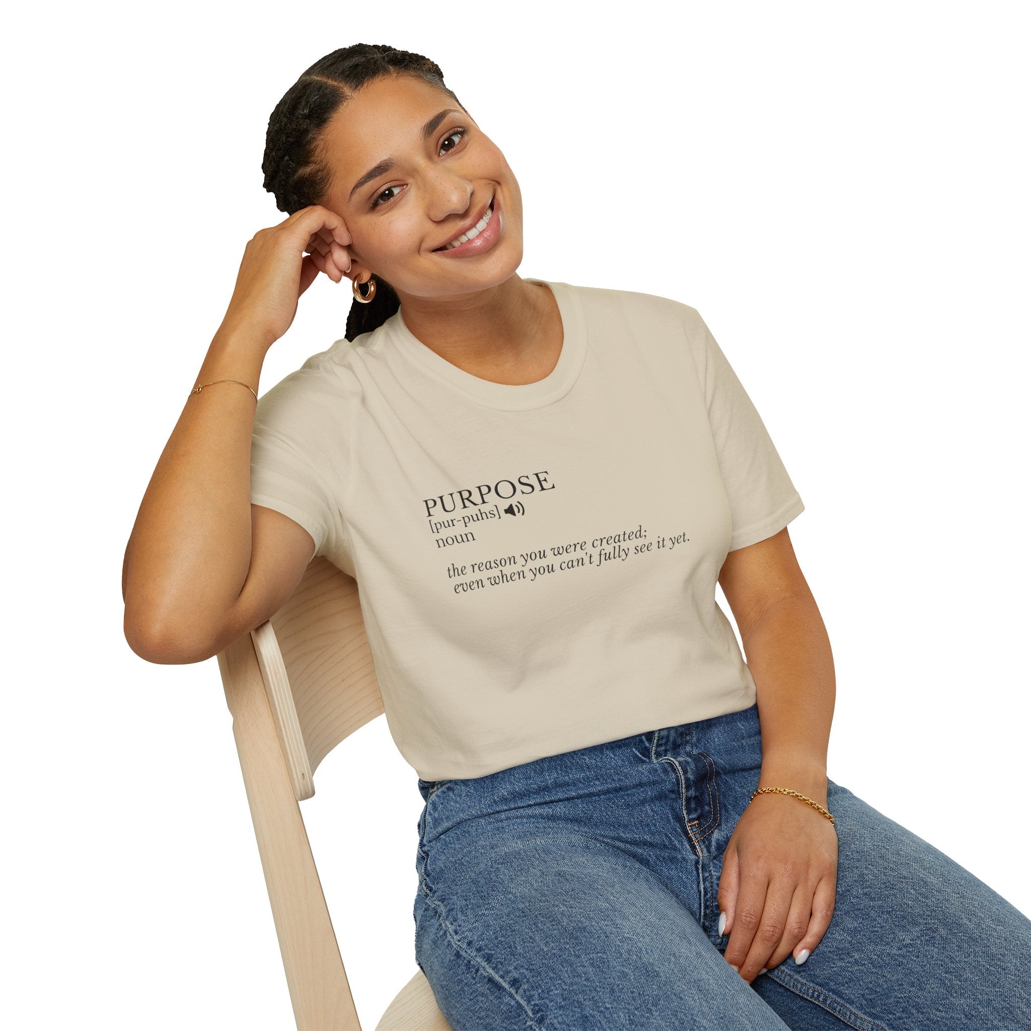 Purpose Definition T-Shirt – Minimalist Inspirational Tee ("Purpose: the reason you were created...")