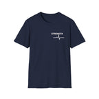 Strength Heartbeat Tee — Minimal Inspirational Chest Print T-Shirt