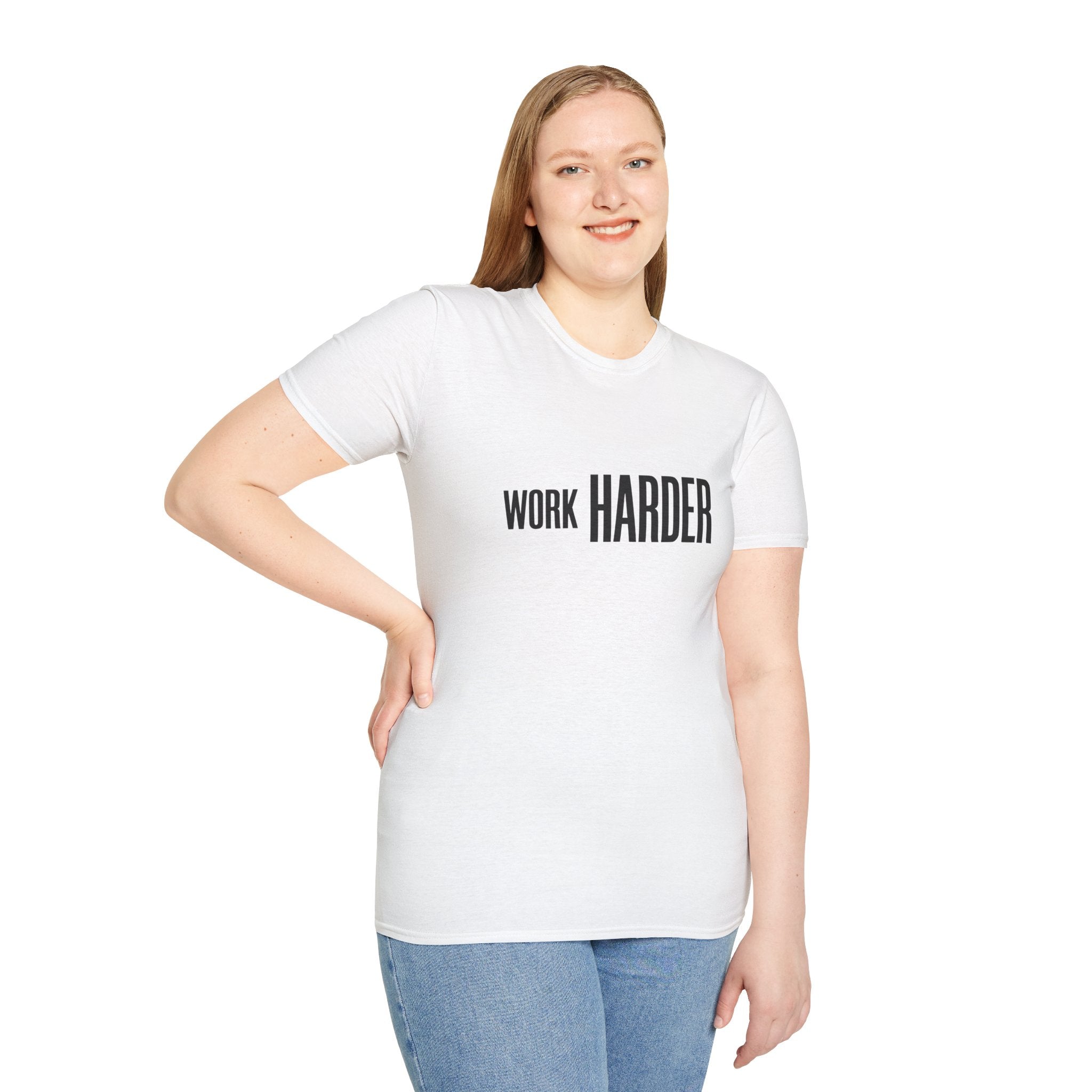 Work Harder T-Shirt — Minimal Motivational Fitness & Productivity Tee