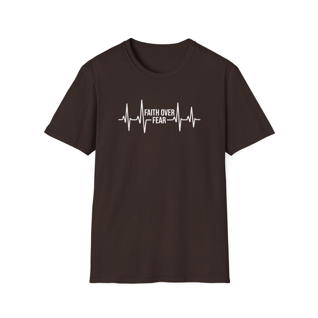 Faith Over Fear T-Shirt — Heartbeat EKG Inspirational Christian Tee