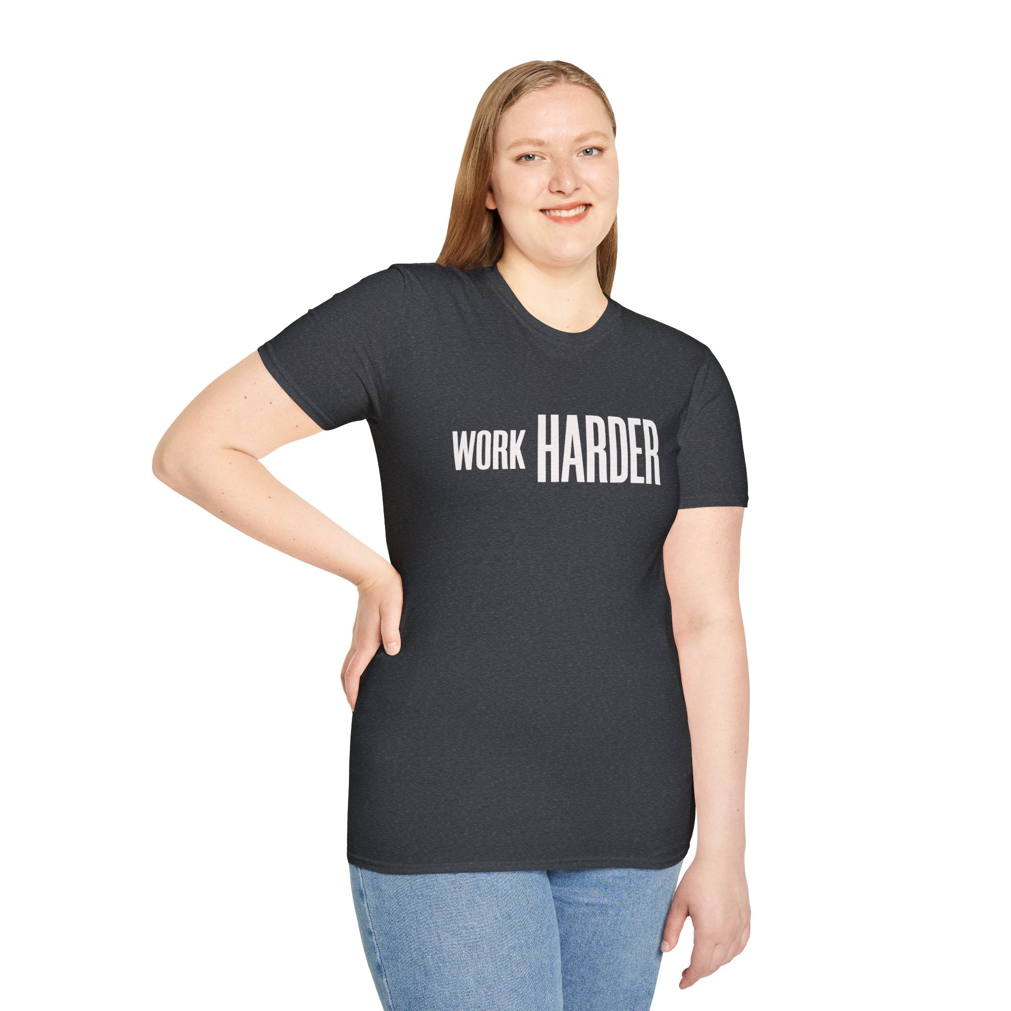 Work Harder T-Shirt — Minimal Motivational Fitness & Productivity Tee