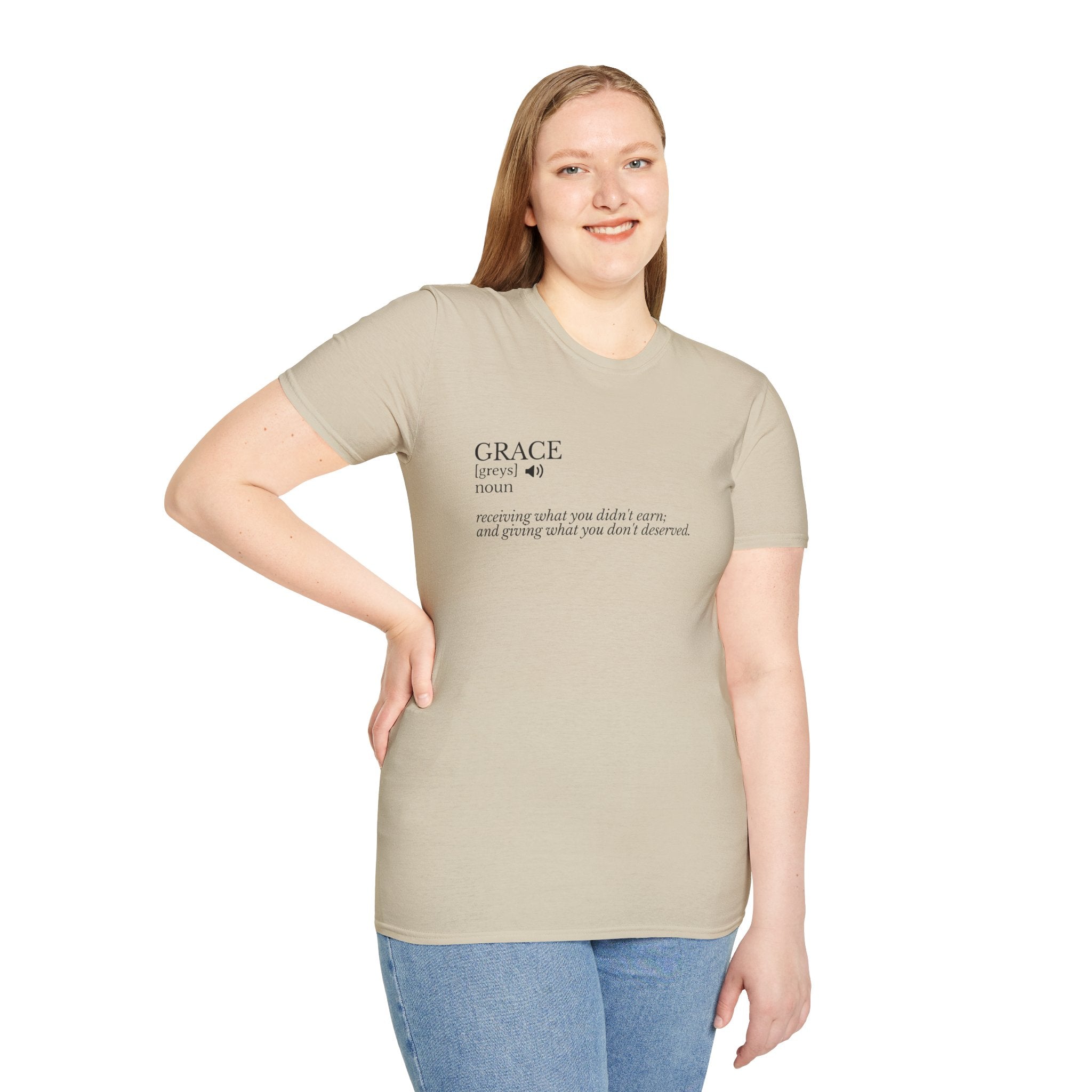 T-Shirt — "Grace (noun): receiving what you didn’t earn, and giving what you don’t deserve" Inspirational Faith Tee