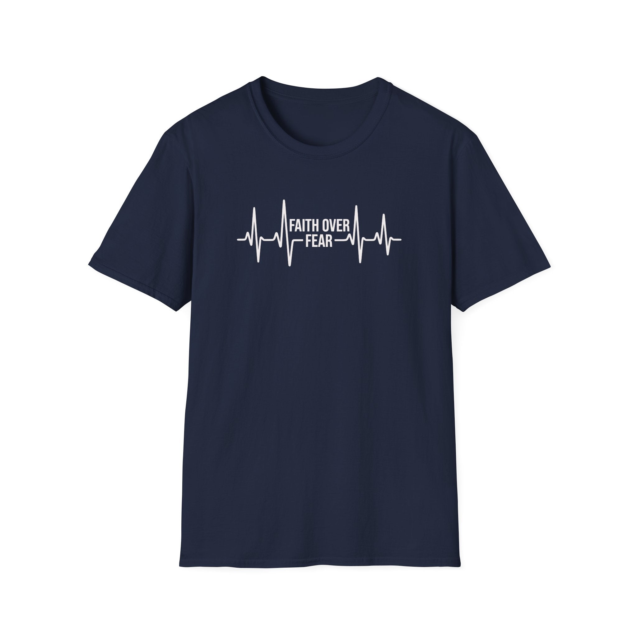 Faith Over Fear T-Shirt — Heartbeat EKG Inspirational Christian Tee