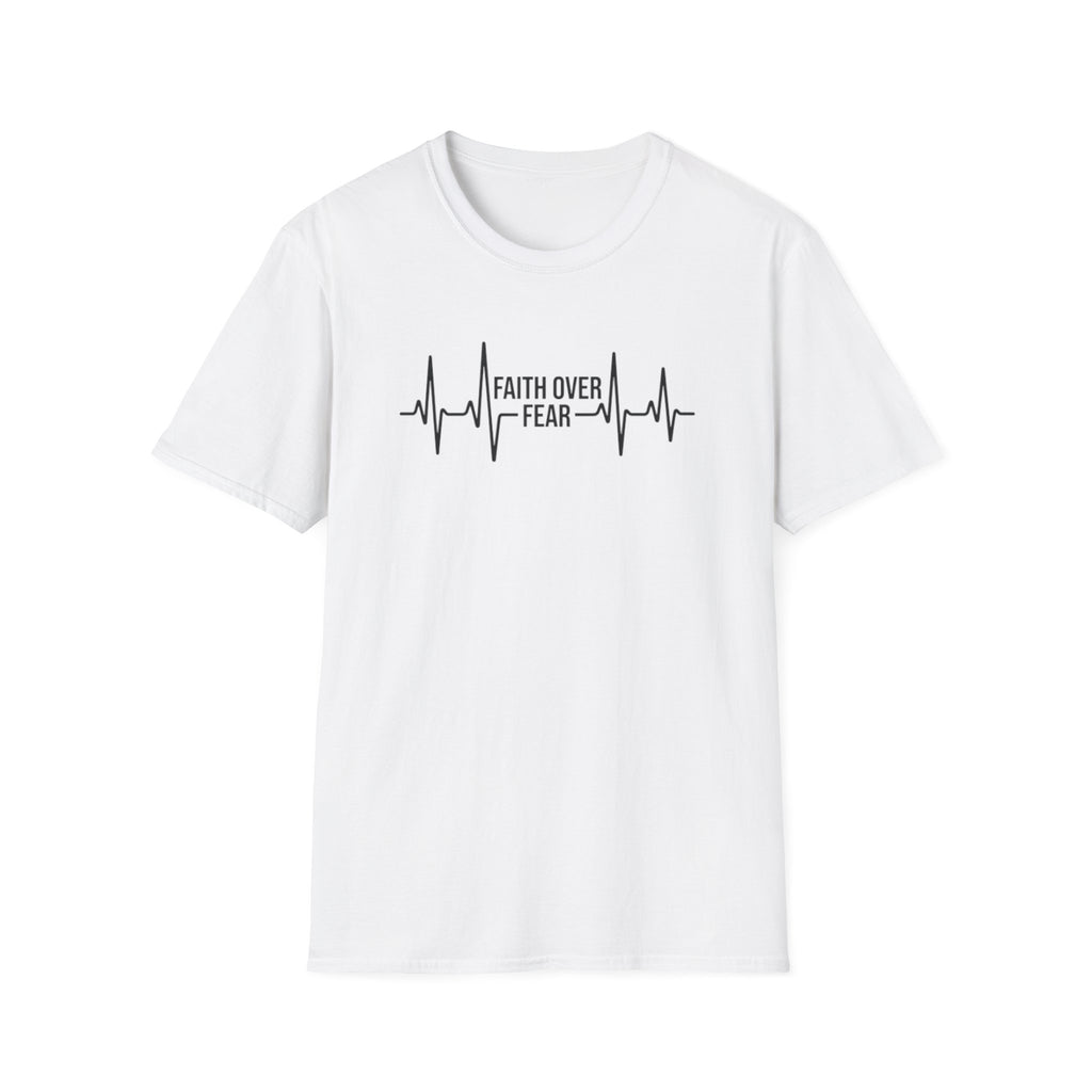 Faith Over Fear T-Shirt — Heartbeat EKG Inspirational Christian Tee