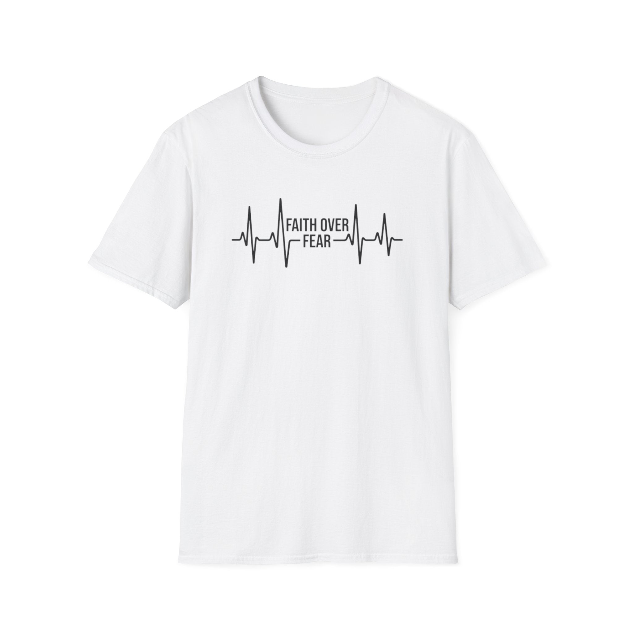Faith Over Fear T-Shirt — Heartbeat EKG Inspirational Christian Tee