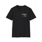 Strength Heartbeat Tee — Minimal Inspirational Chest Print T-Shirt