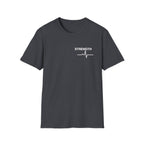 Strength Heartbeat Tee — Minimal Inspirational Chest Print T-Shirt