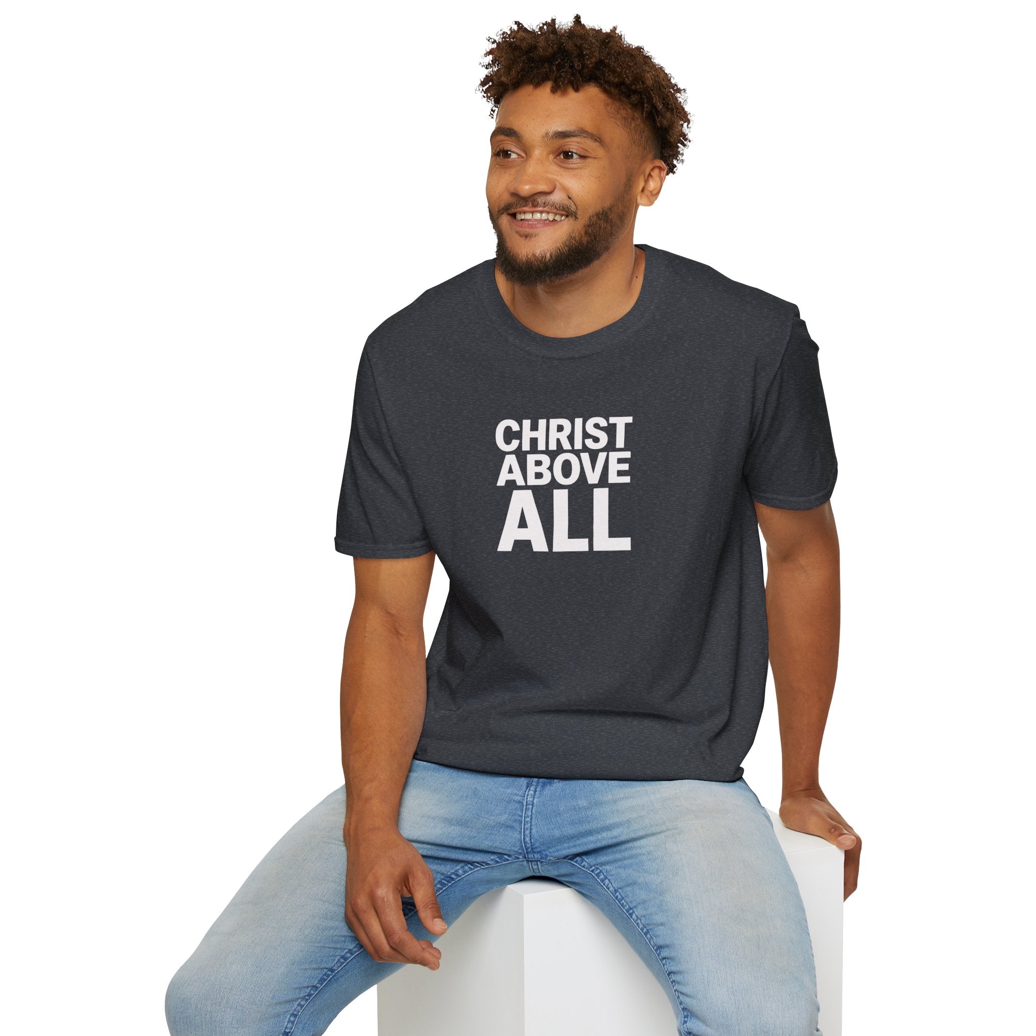 Christian T-Shirt — "Christ Above All" Minimal Faith Tee